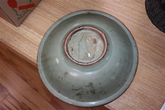 A Chinese Longquan celadon dish, Ming